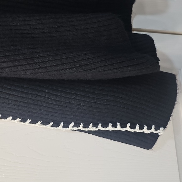 New Halogen Contrast Stitch Chunky Plush Yarn Sweater BLK/White XL - Picture 7 of 14